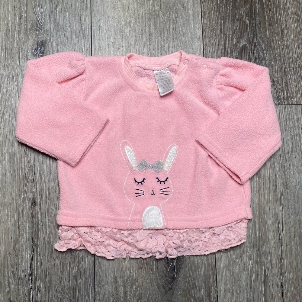 Little Beginnings Baby Girl Pullover Bunny Easter Sweater Pink Size 12 Months